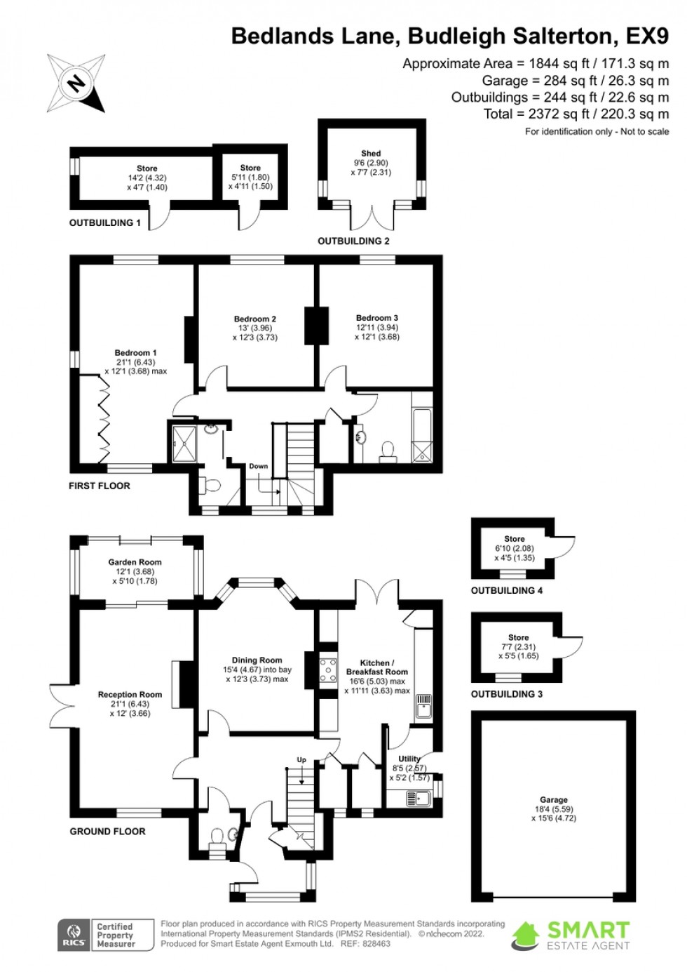 Floorplan for Bedlands Lane, Budleigh Salterton
