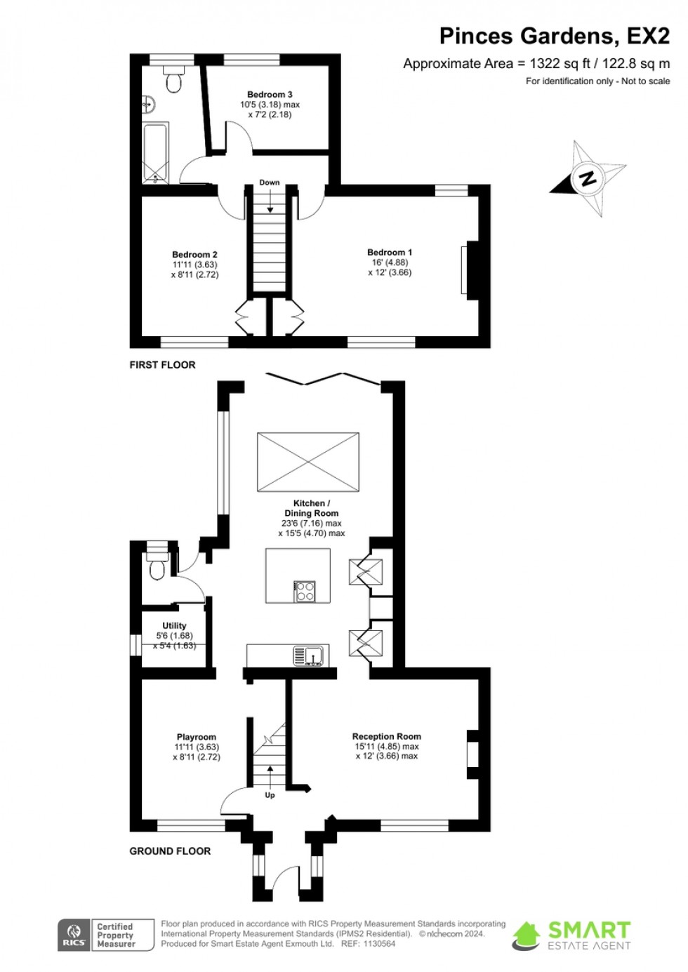 Floorplan for Pinces Gardens, Exeter