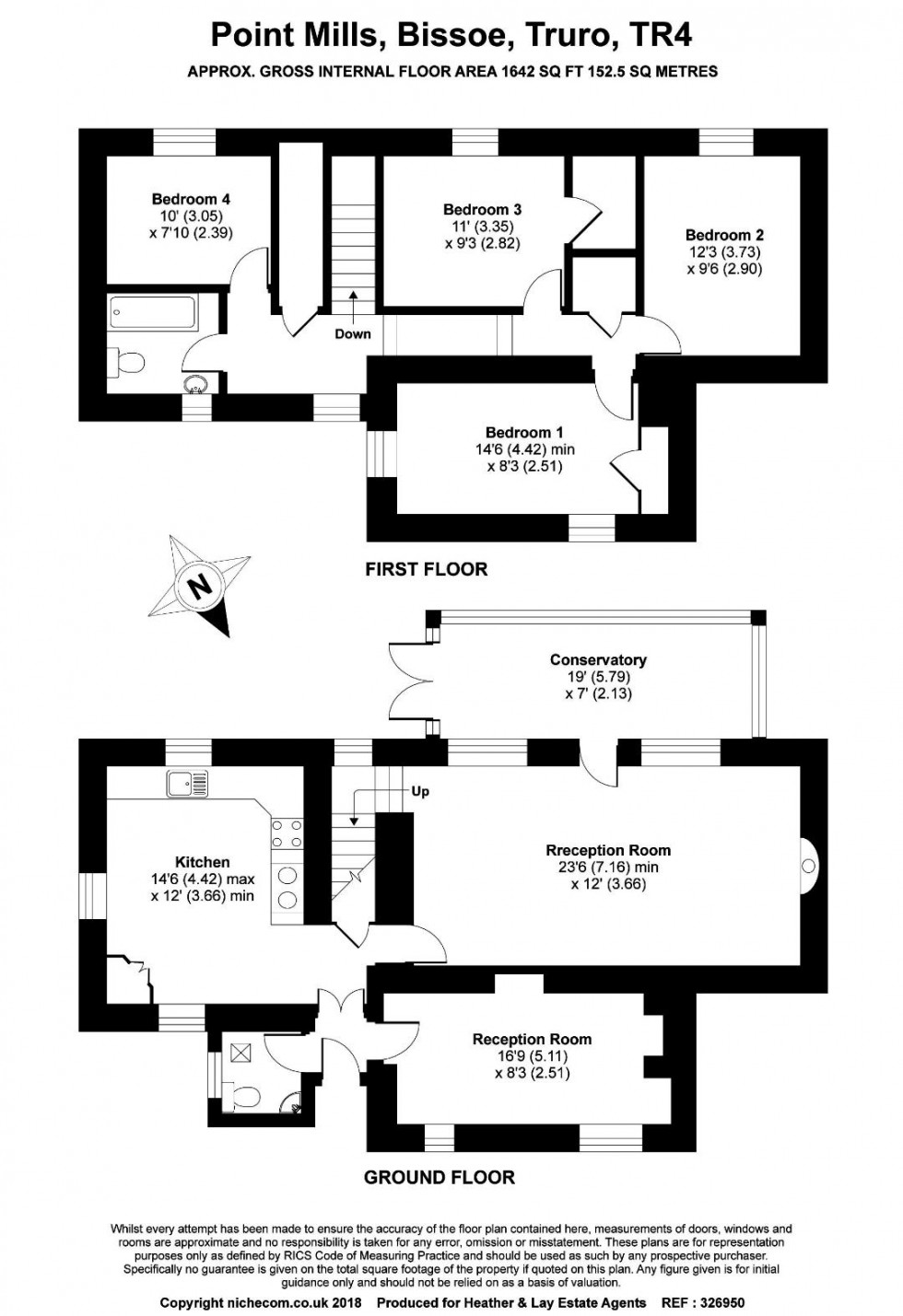Floorplan for Point Mills, Bissoe, Truro
