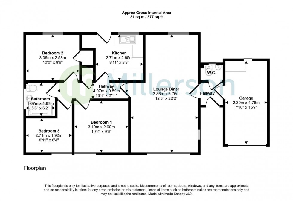 Floorplan for Lambourne Avenue, Wheal Kitty, St. Agnes