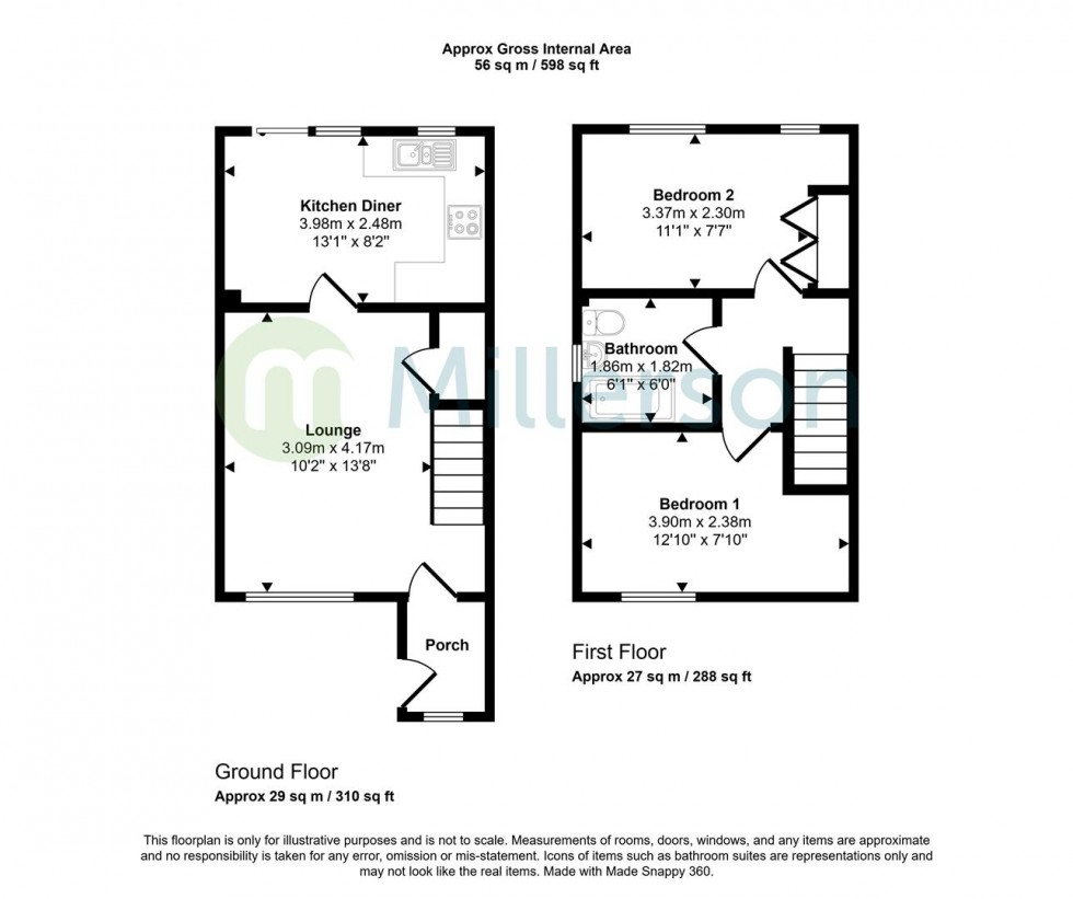 Floorplan for Springfield Close, St. Austell