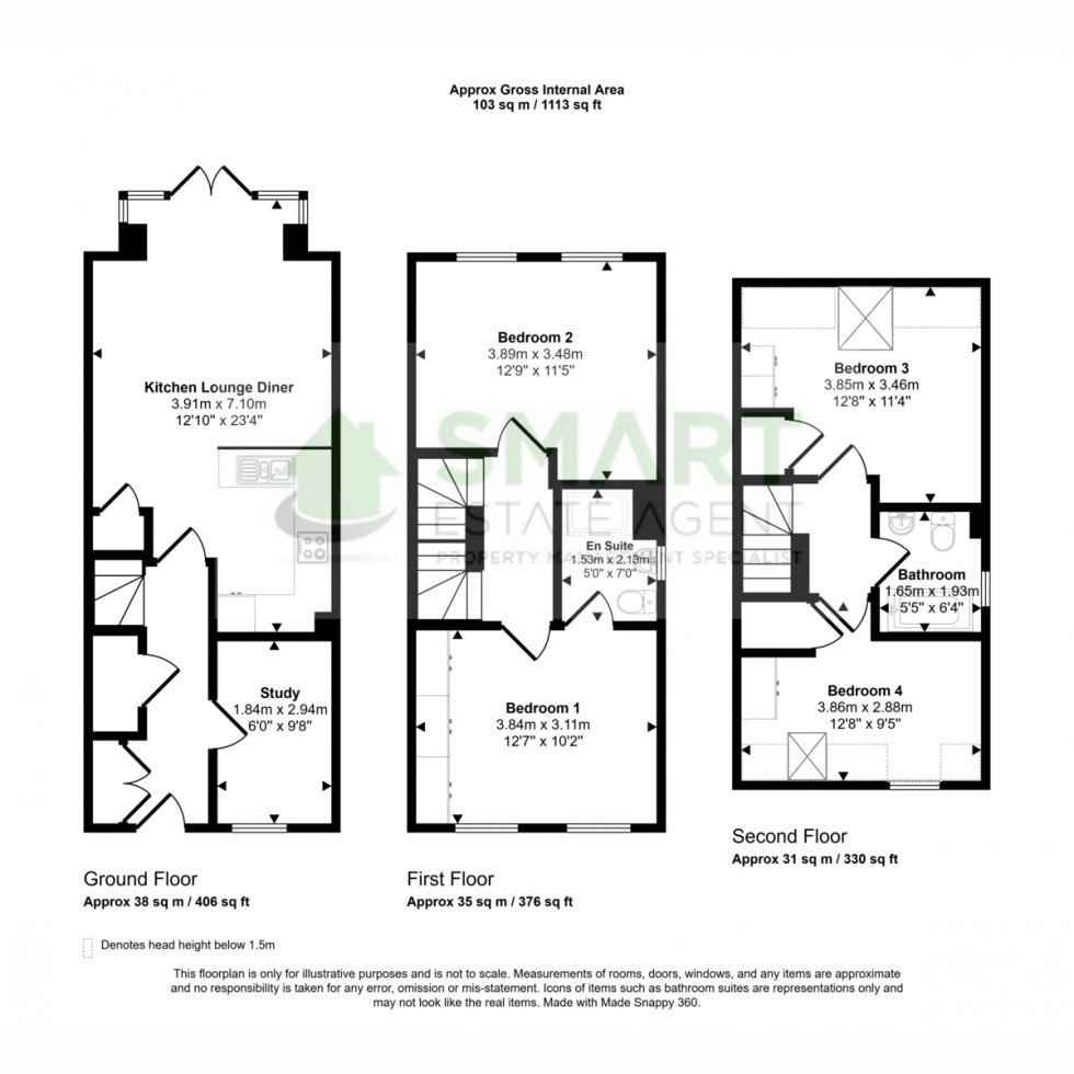 Floorplan for Whitaker Close, Exeter, EX1