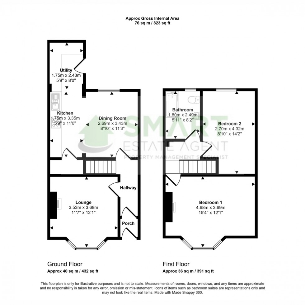 Floorplan for Saxon Road, Exeter, EX1