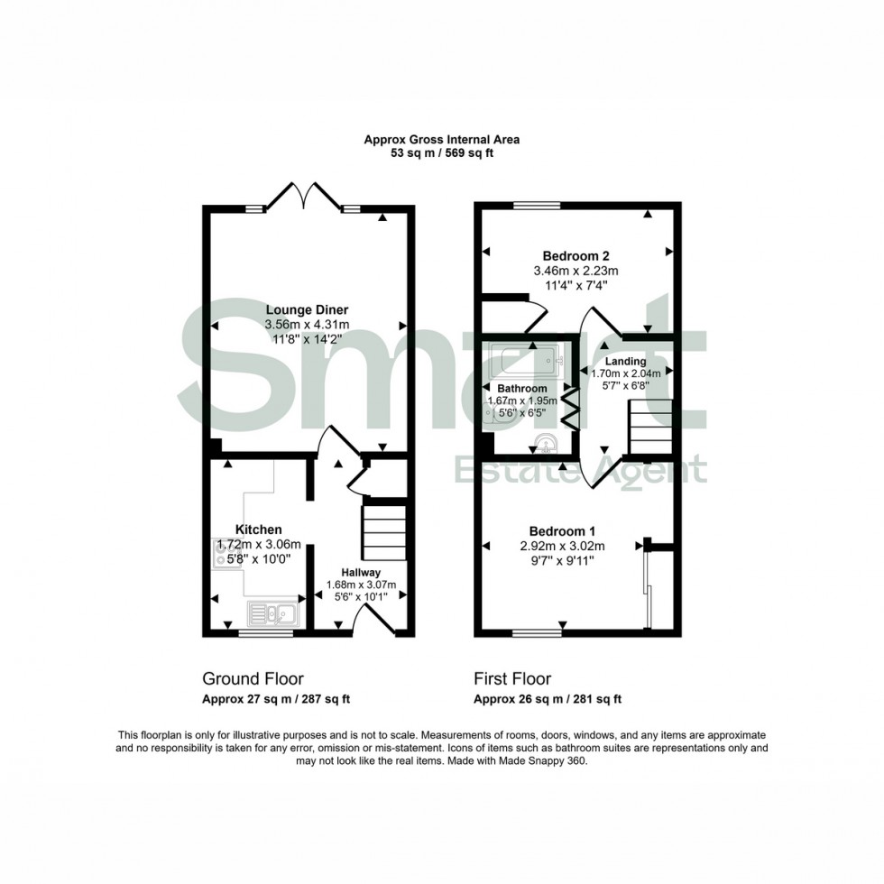 Floorplan for Chelmsford Road, Exeter, EX4