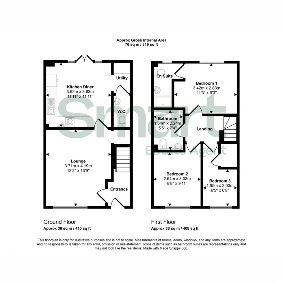 Floorplan for Lang Hill, Exeter, EX1